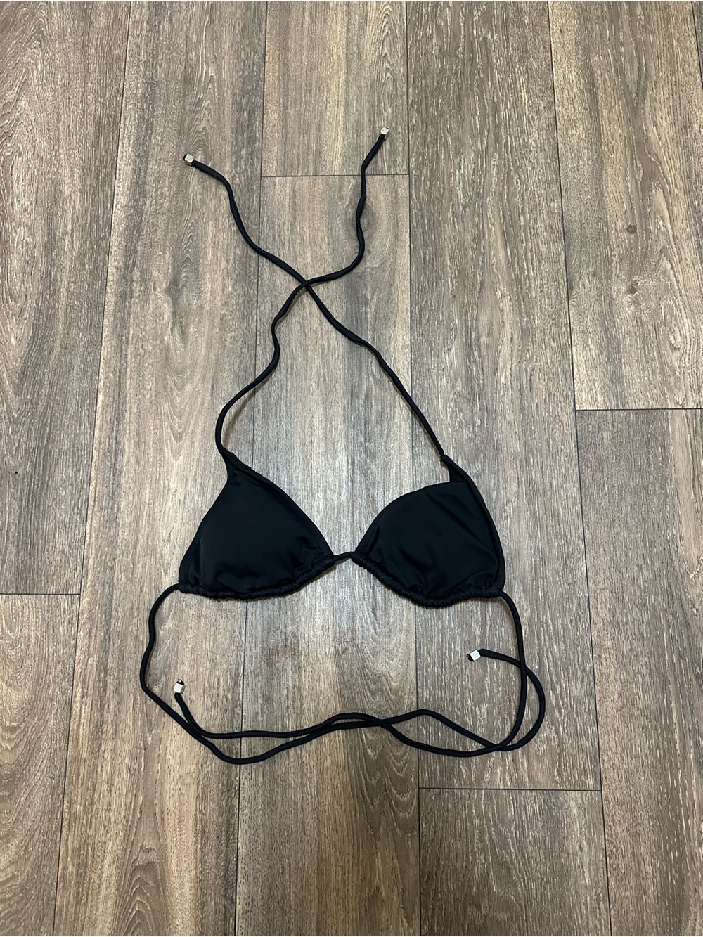VENUS Black String Triangle Bikini Top